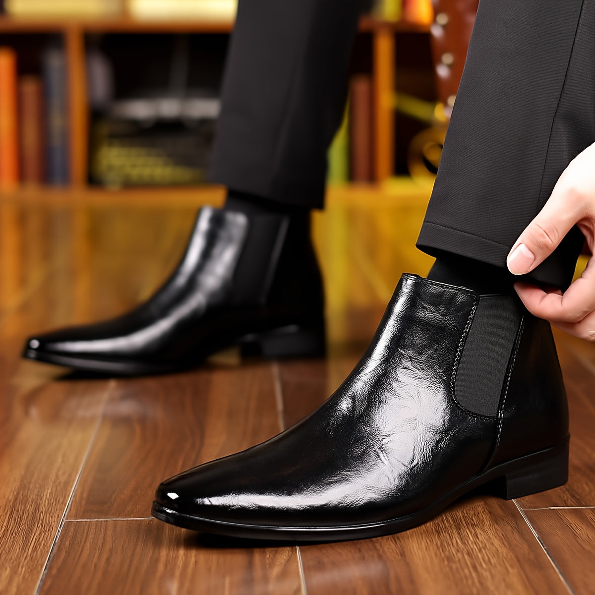 Herren Chelsea Boots Stiefelette Glänzend Business Schuhe Braun Elegant