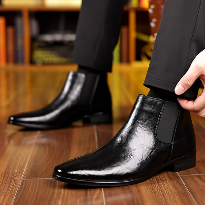 Herren Chelsea Boots Stiefelette Glänzend Business Schuhe Braun Elegant