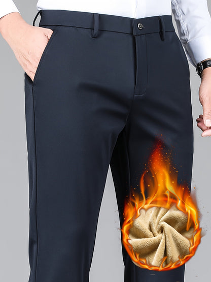 Herren gefütterte Hose Winter Warme Business-Hose mit Fleecefutter