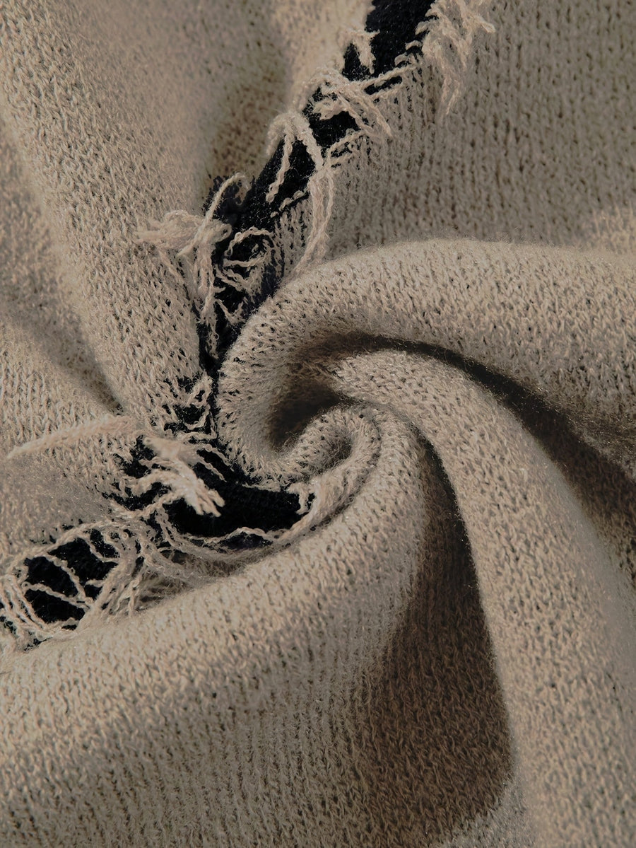 Distressed Pullover mit Rundhalsausschnitt und Gothic-Print
