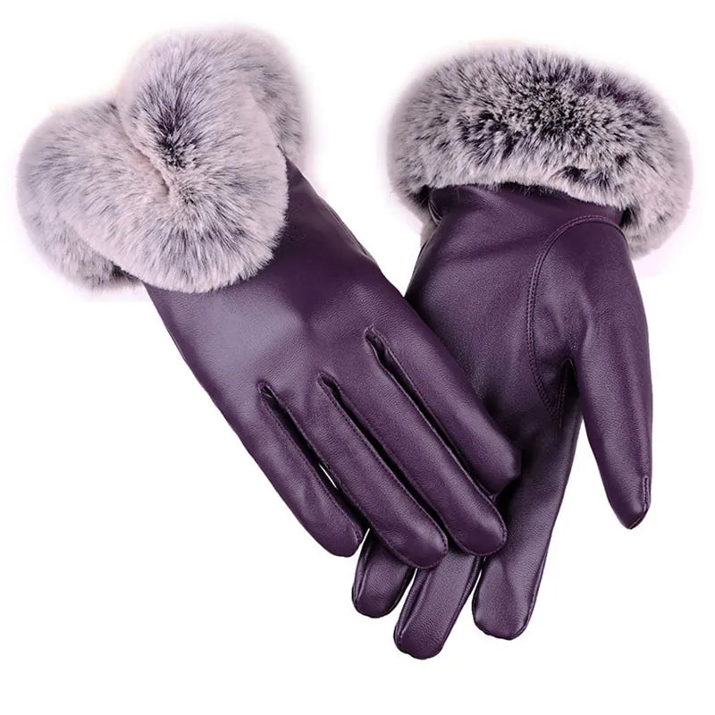 Dameshandschoenen met imitatiebontrand, zacht materiaal, warme winterhandschoenen