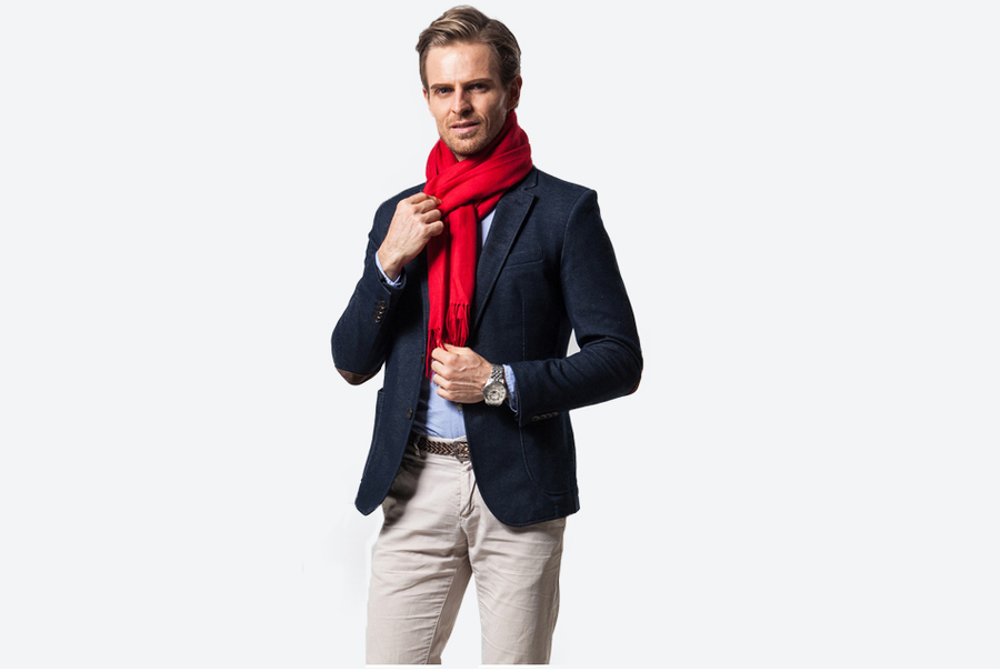 Roter Schal für Herren, weicher Stoff, einfarbig