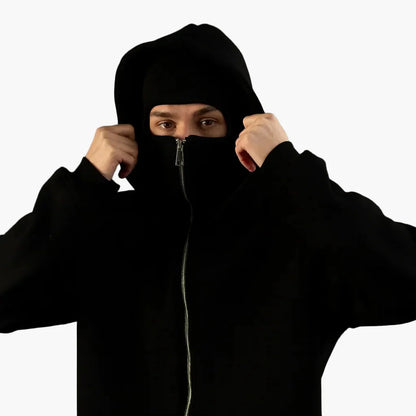 Herren Urban Tech Vollmasken-Hoodie – Streetwear mit Reißverschluss und Kapuze