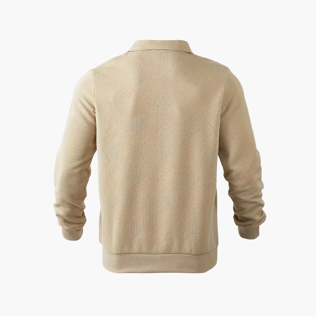Herren Vintage Sweatshirt mit Reißverschluss-Kragen und geometrischem Muster – Lässig & Stilvoll für Alltag und Freizeit