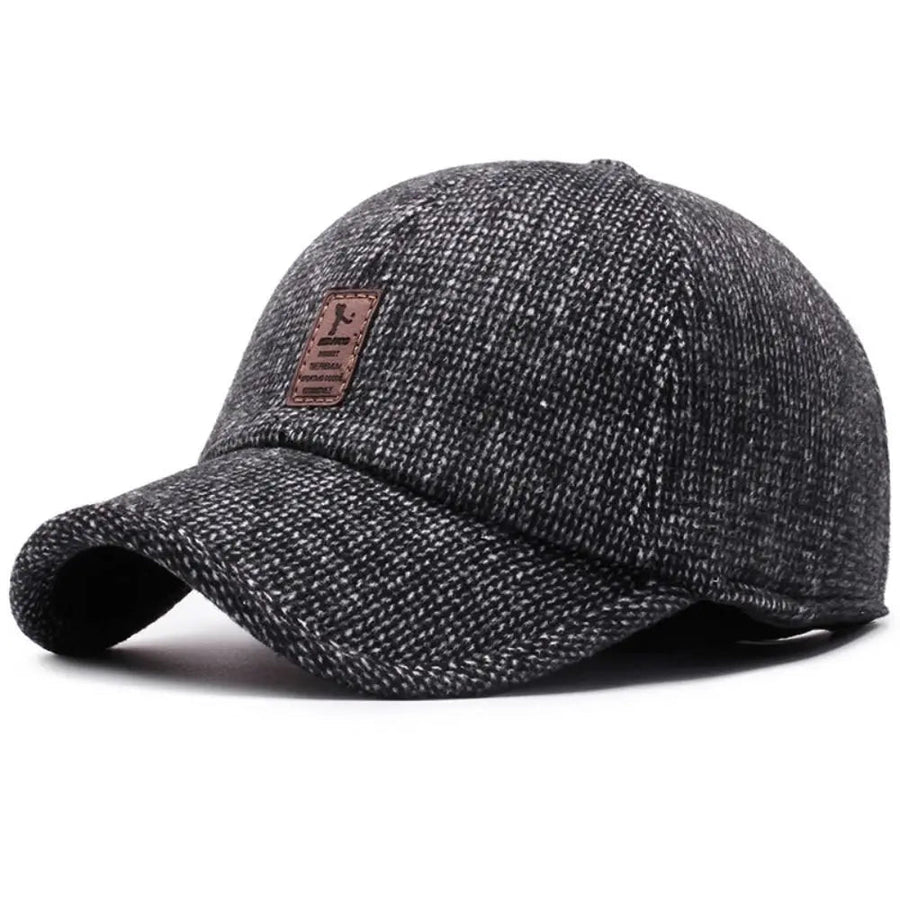 Herren Winter Baseball Cap mit Ohrenklappen, Strickoptik Mütze