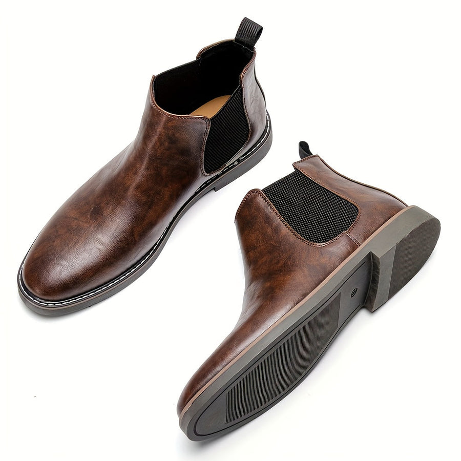Herren Chelsea Boots Stiefeletten mit elastischem Einsatz und Zuglasche