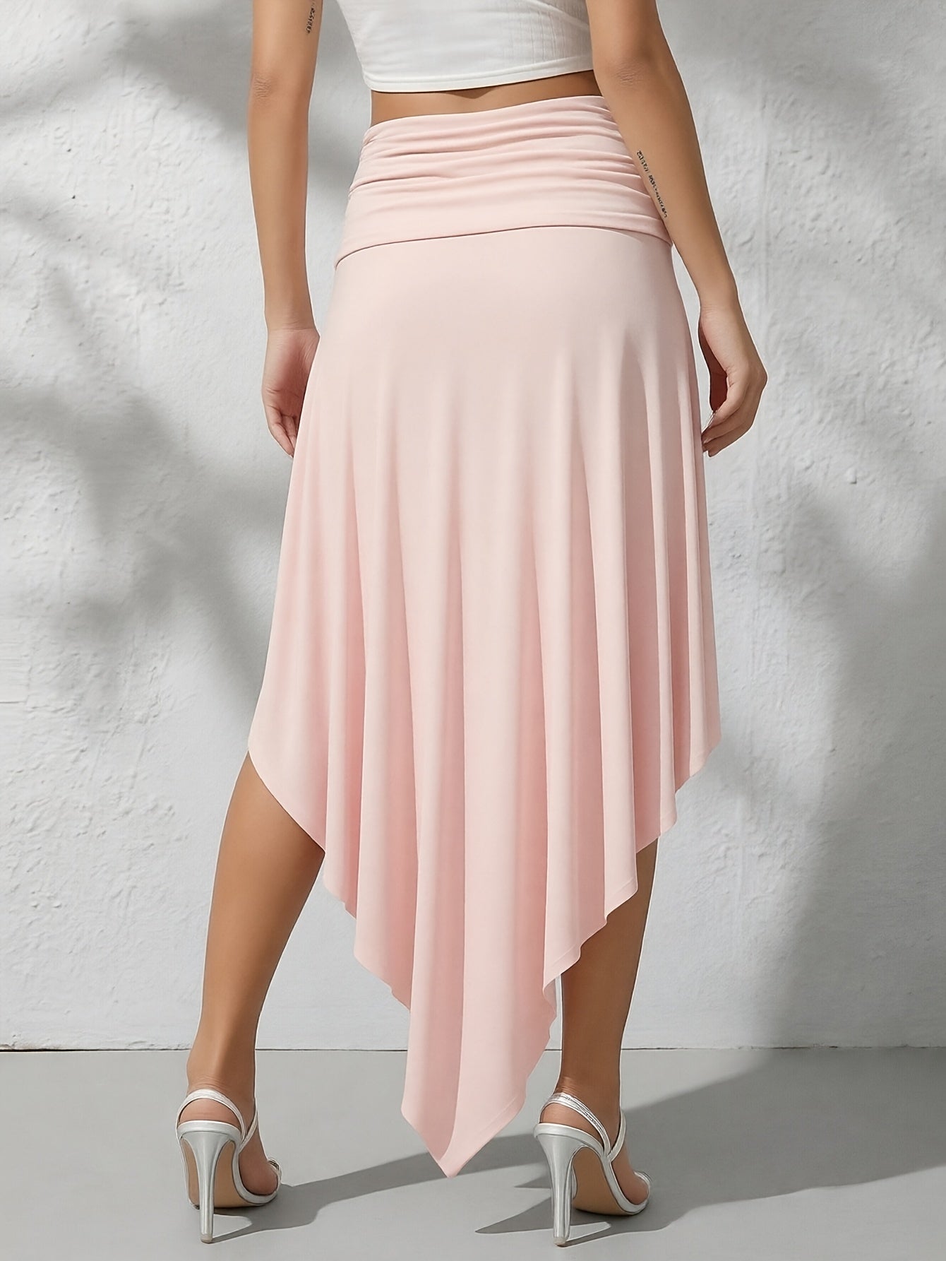 Damen Maxi-Strandrock mit asymmetrischem Volant-Saum, elegant-lässiger Urlaubsstil