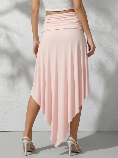 Damen Maxi-Strandrock mit asymmetrischem Volant-Saum, elegant-lässiger Urlaubsstil