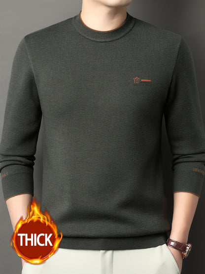 Herren Rundhals-Pullover in verschiedenen Farben, weiches Material, mit Rippbündchen und Logoplatte