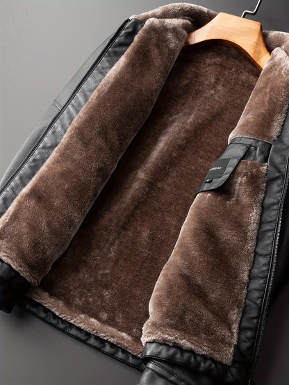 Herren Winterjacke Schwarz mit Kragen und weichem Innenfutter