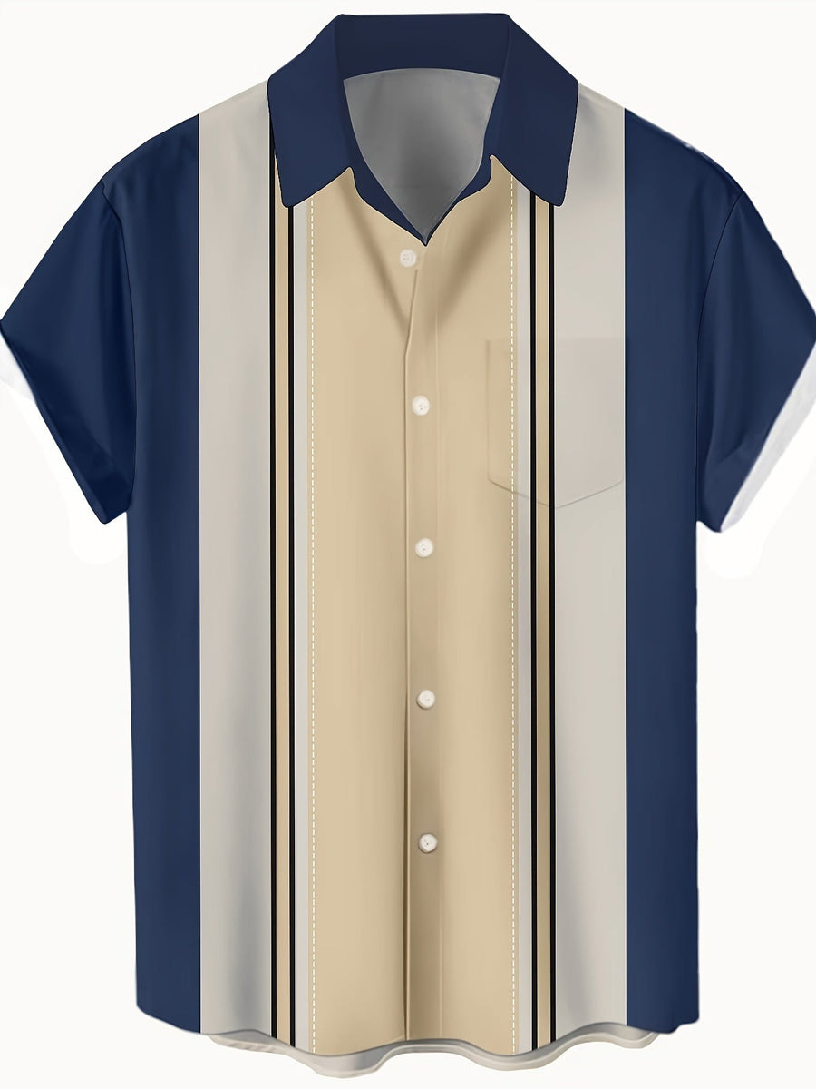 Herren Bowlinghemd im Retro-Stil – Kurzarm Freizeithemd für Alltag & Sommer