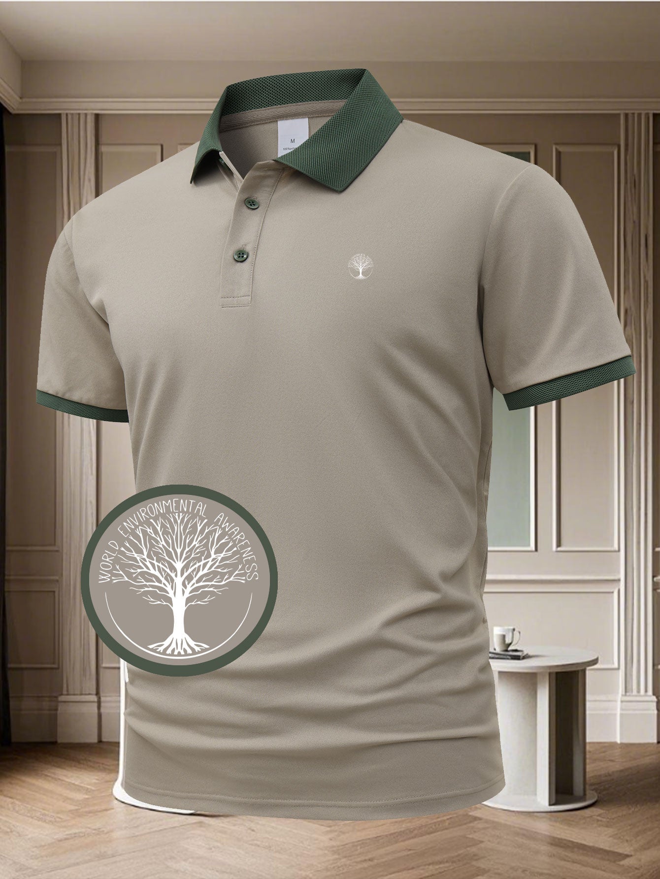 Herren Poloshirt mit Kontrastkragen – Eleganter Freizeit- und Business-Stil, World Environmental Awareness Edition