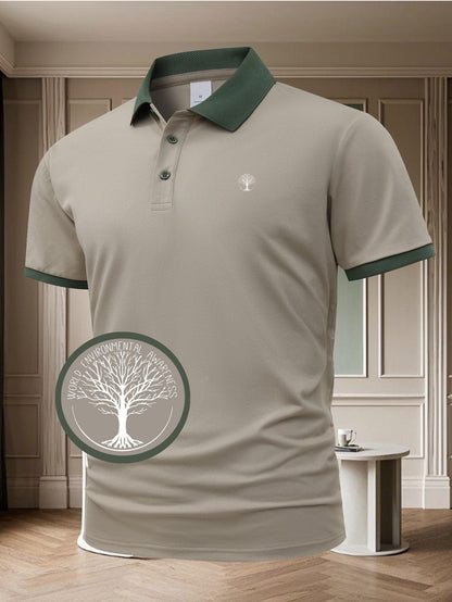 Herren Poloshirt mit Kontrastkragen – Eleganter Freizeit- und Business-Stil, World Environmental Awareness Edition