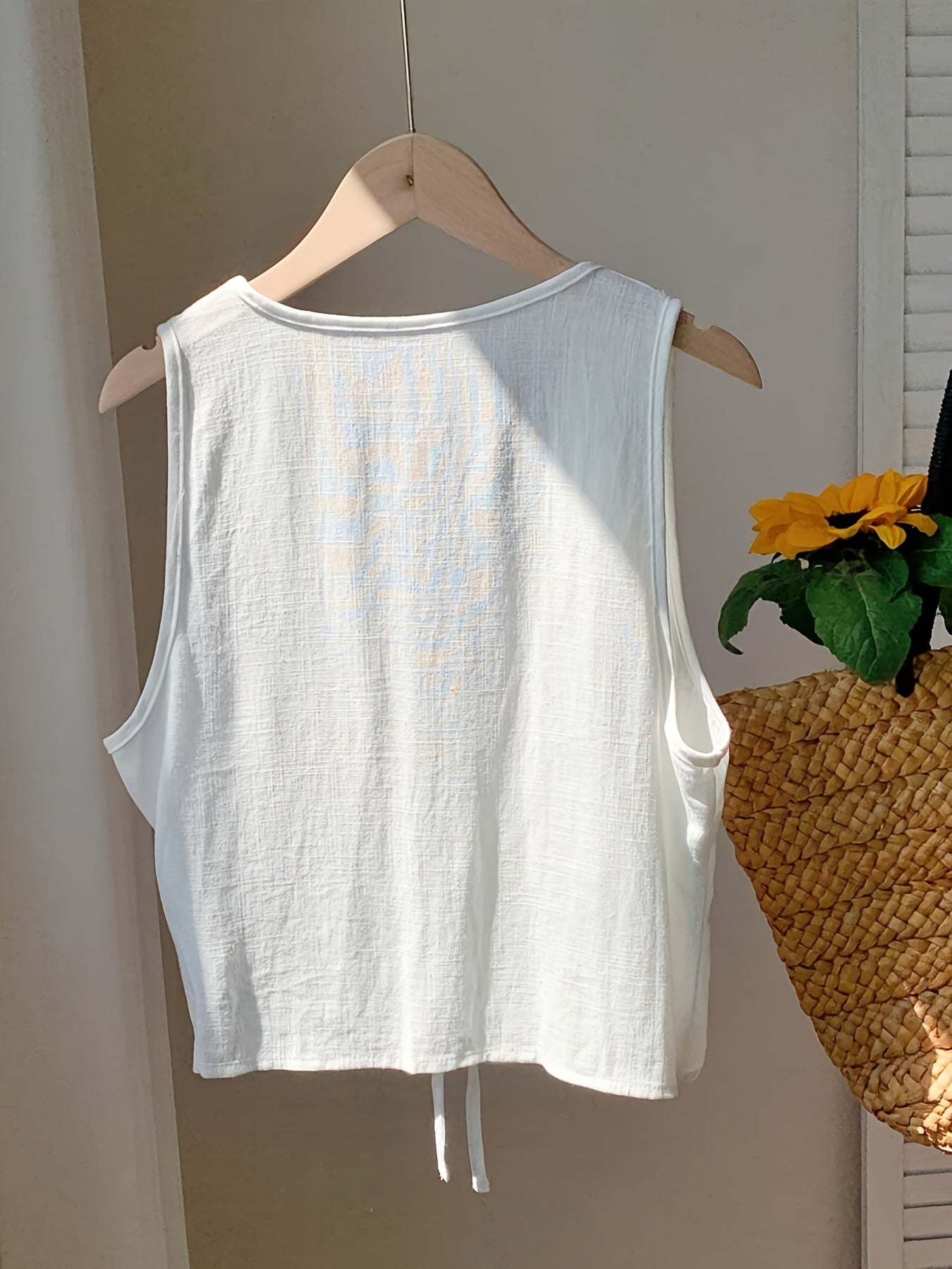 Damen ärmellose Weste mit Schleifen-Detail und V-Ausschnitt – Modische Layering-Weste für Freizeit und Alltag