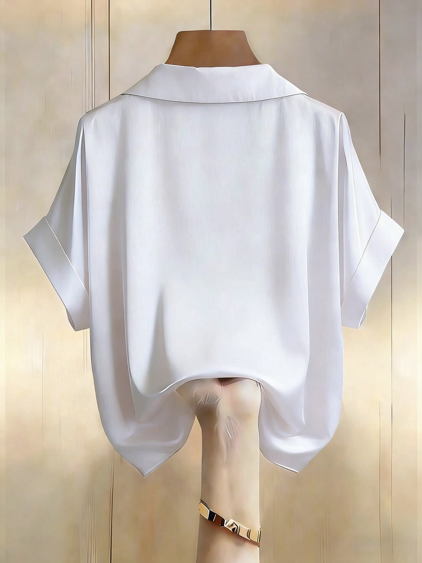 Damen Bluse Kurzarm mit Knopfleiste und klassischem Kragen – Eleganter Business- und Freizeitstil