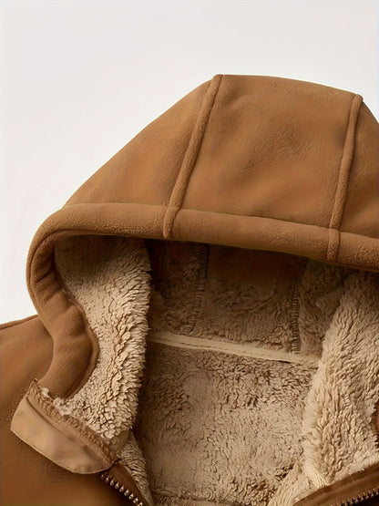 Herren Gefütterte Kapuzenjacke aus Fleece mit Reißverschluss