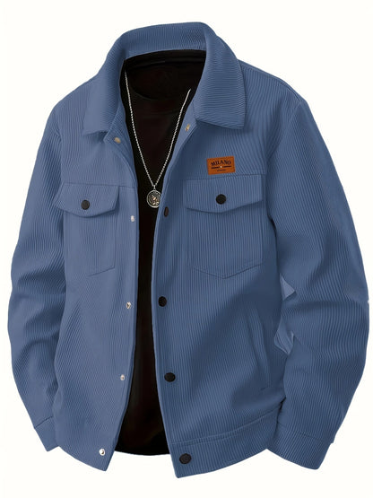 Herren Cordhemd Jacke Freizeit Übergangsjacke mit Knopfleiste & Brusttaschen