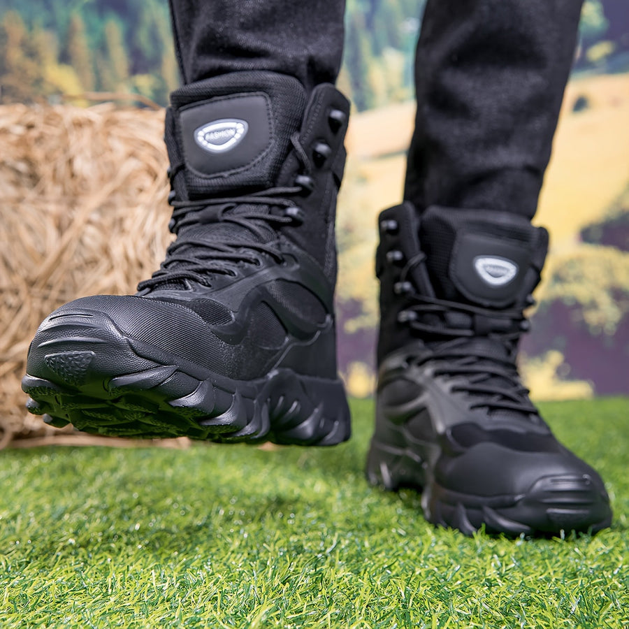 Taktische Stiefel Schwarz Hoch Robuste Outdoor-Schuhe Schnürverschluss