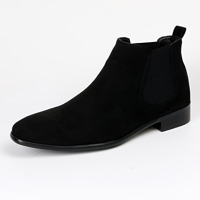Herren Chelsea Boot Spitz Schwarz Elastikeinsätze