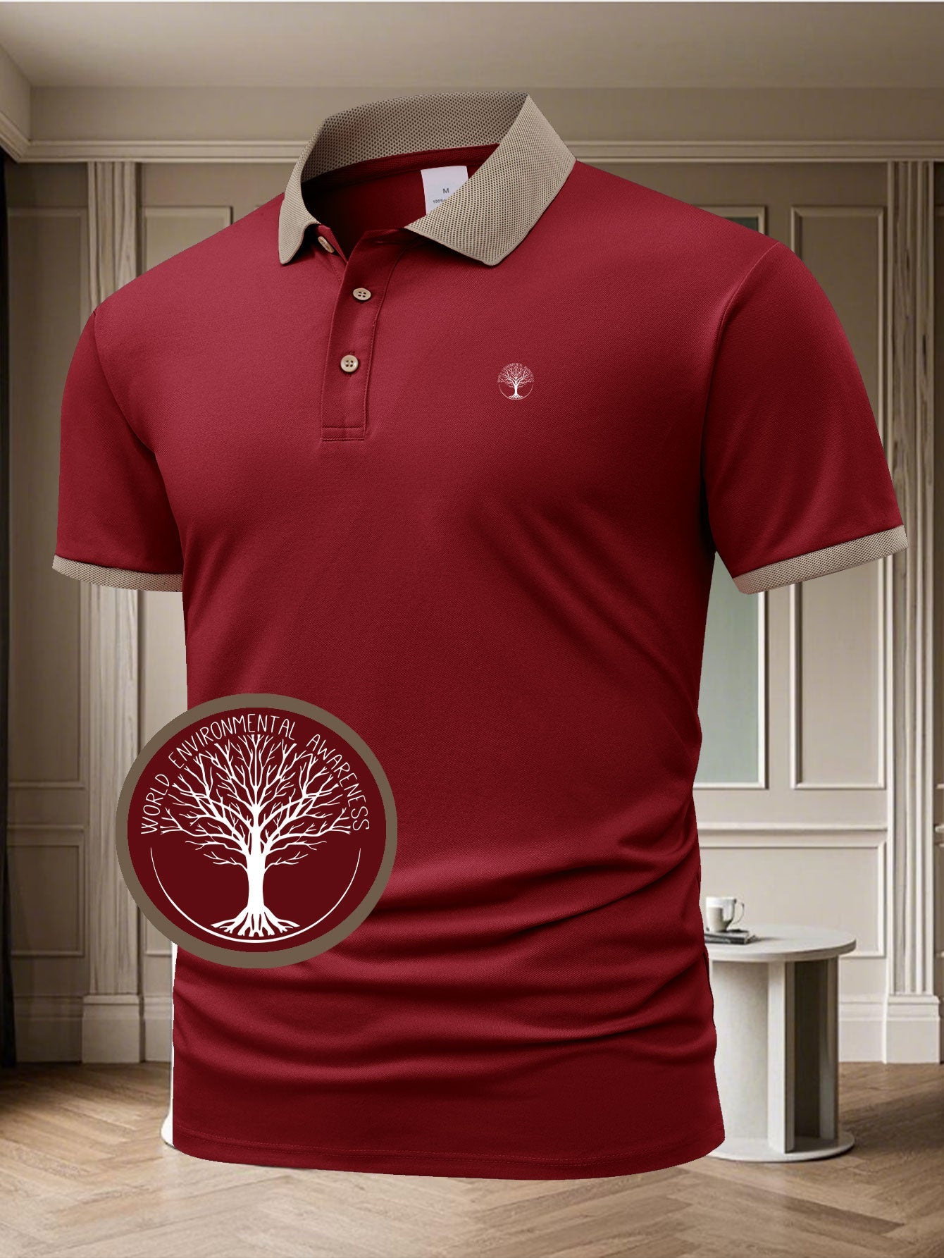 Herren Poloshirt mit Kontrastkragen – Eleganter Freizeit- und Business-Stil, World Environmental Awareness Edition