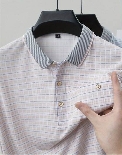 Herren Polohemd Kariert Modern Business Casual