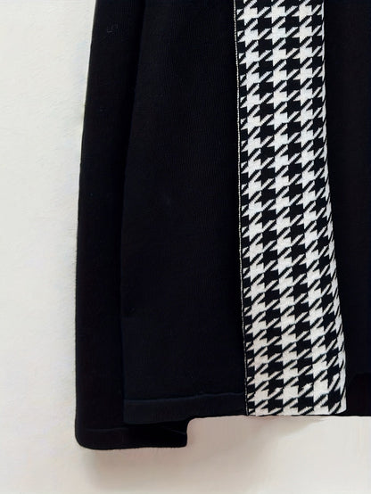 Herren Cardigan Schwarz mit Hahnentritt-Muster Offene Vorderseite