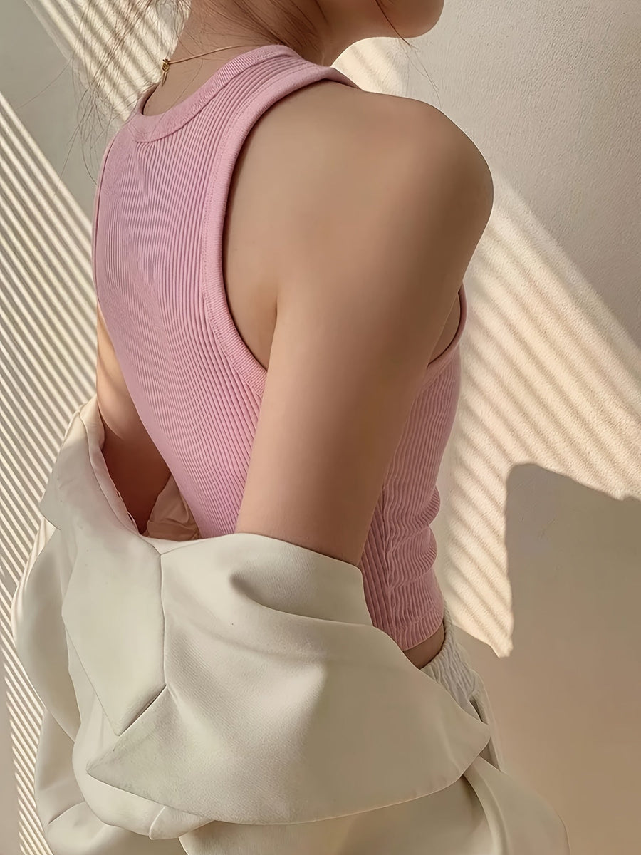 Damen Ripp Tanktop Figurbetont Modern Freizeit & Sport
