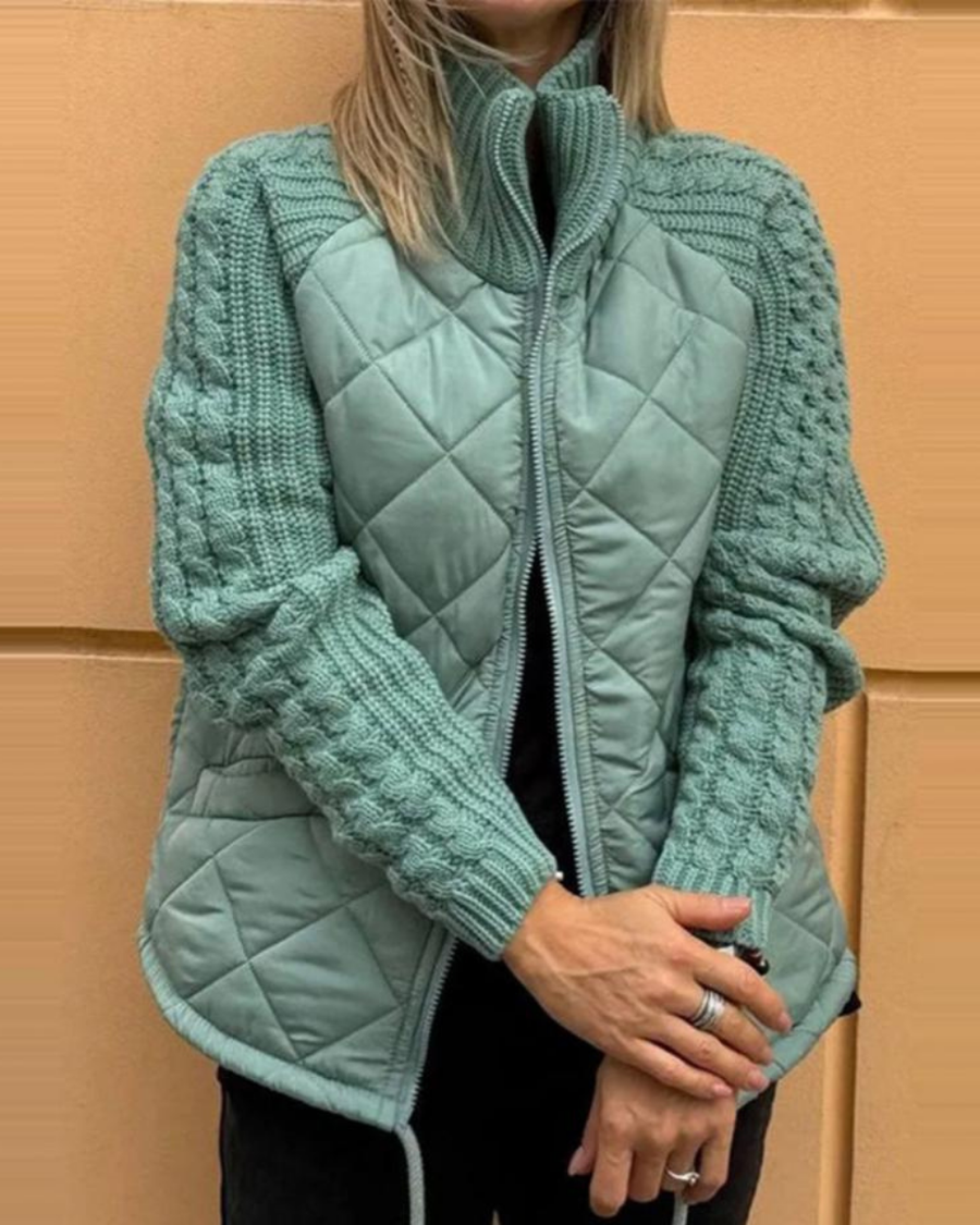 Damen Steppweste mit Strickärmeln und Stehkragen