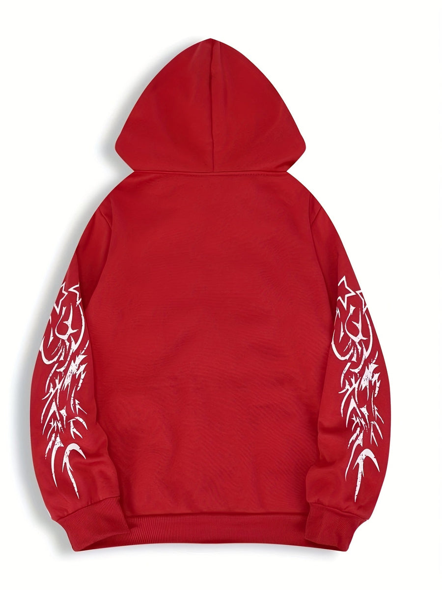 Hoodie mit Reißverschluss, Kapuze und Tribal-Flügel-Print für Unisex