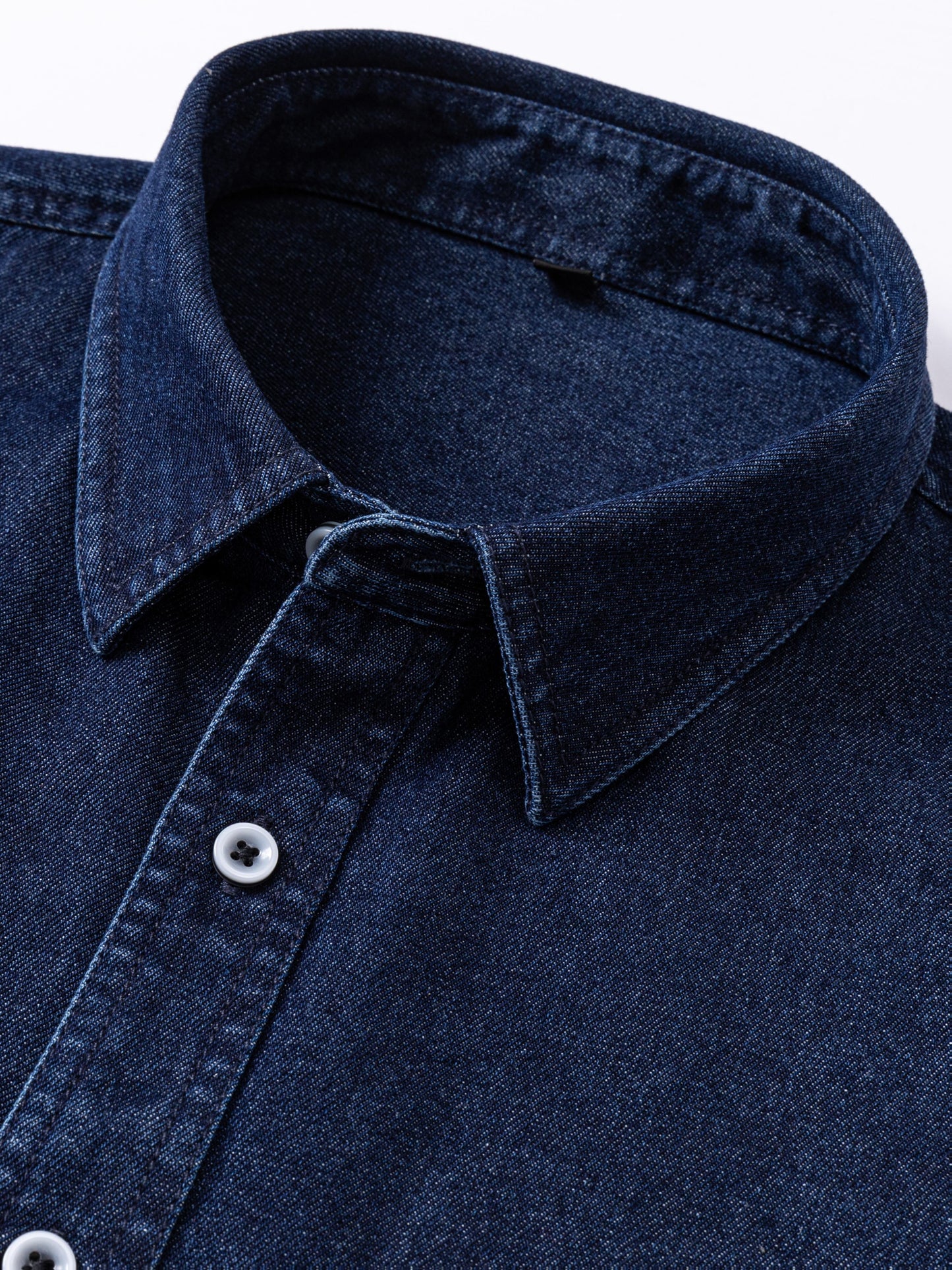 Herren Jeanshemd Langarm mit Brusttasche und Knopfleiste