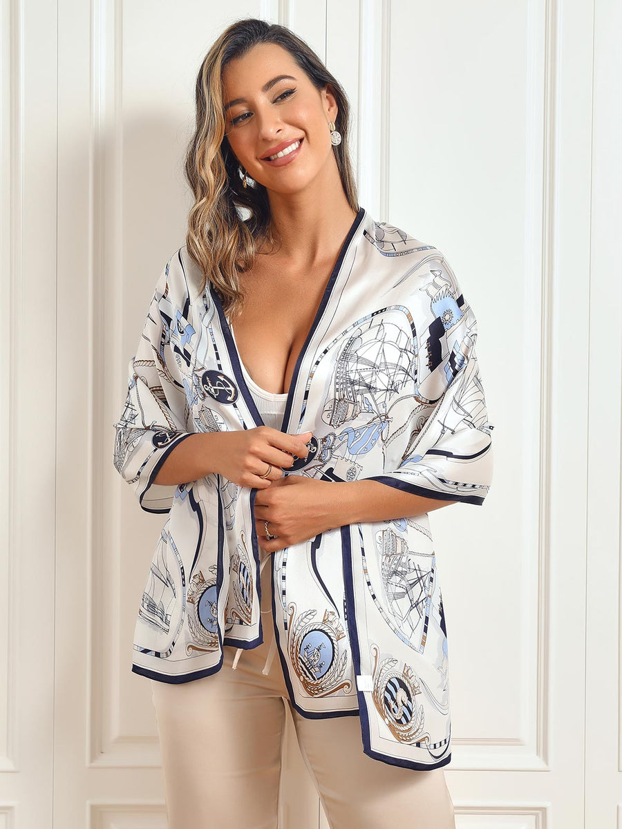 Dameshalsdoek met kettingmotief en kwastjesdetails in verschillende kleuren