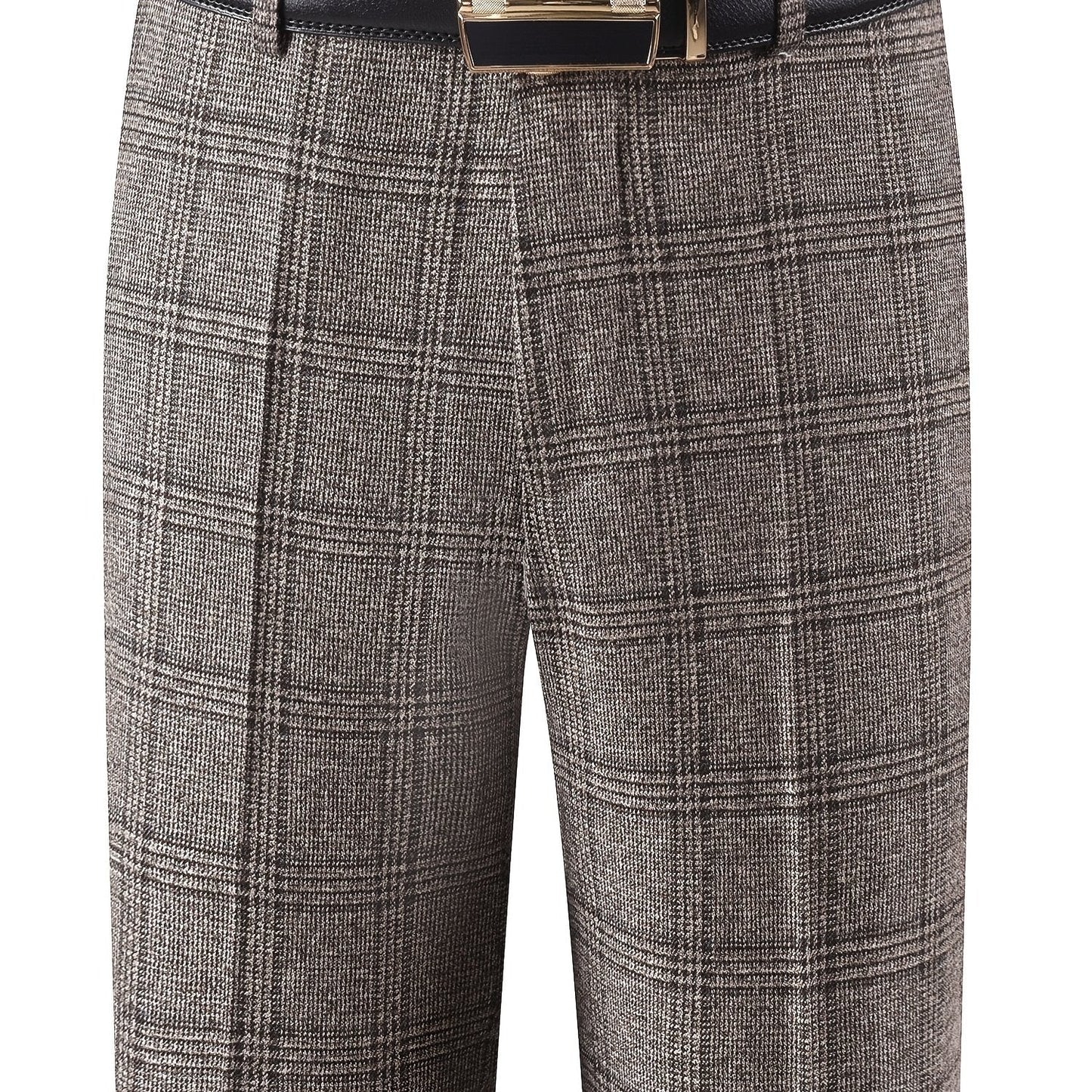 Herren Hose Kariert Gerades Bein Klassischer Schnitt Elegante Freizeithose