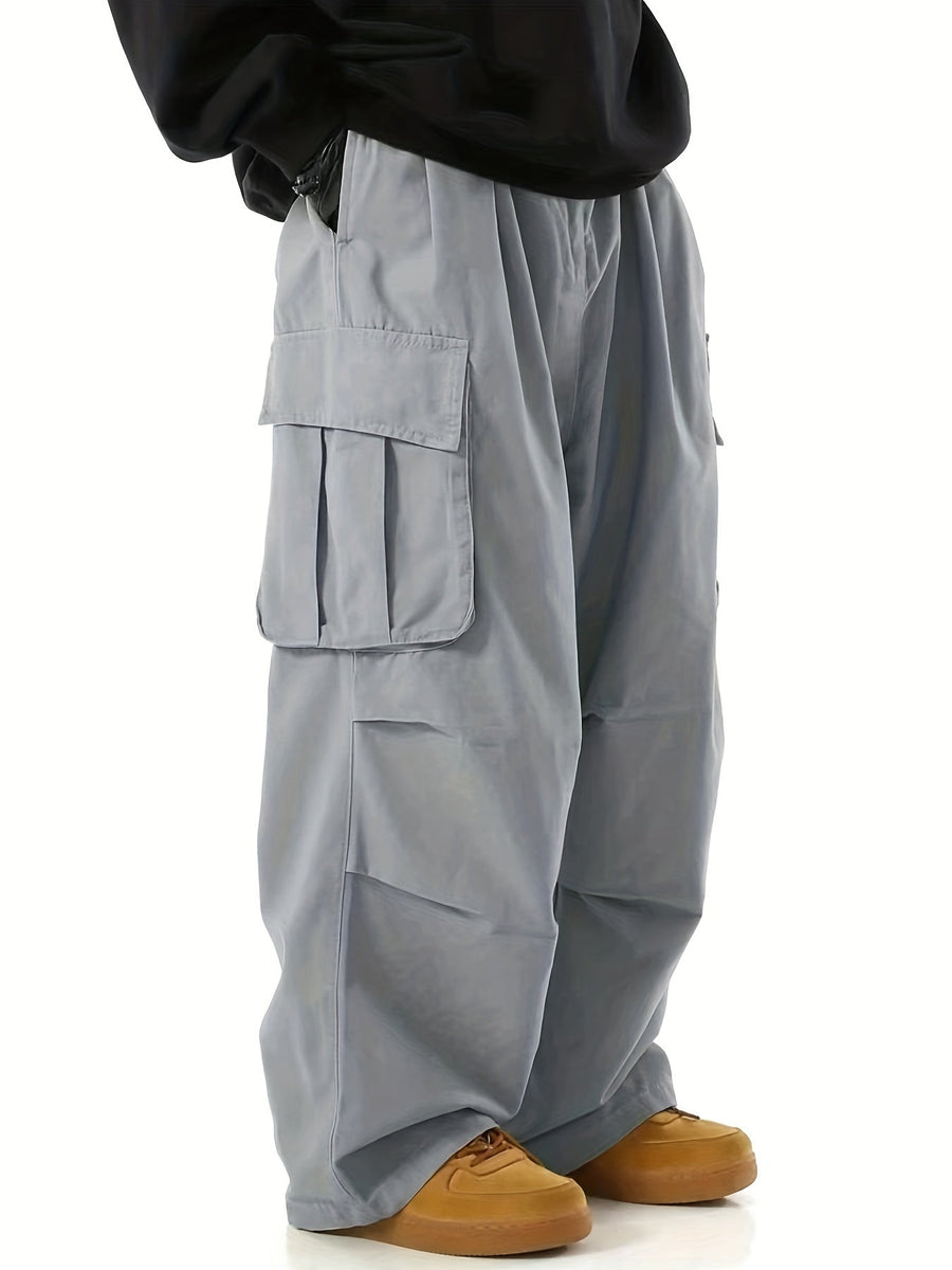 Herren Baggy Cargo Hosen Streetwear mit weitem Bein und großen Taschen