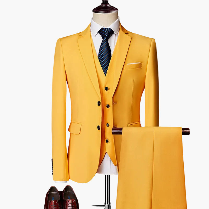 Herren 3-teiliges Slim Fit Anzugset für festliche Anlässe und Business