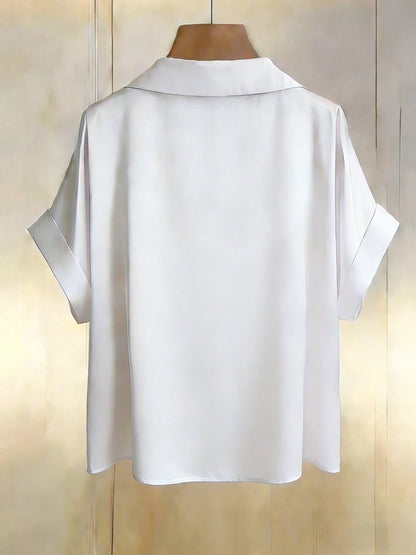 Damen Bluse Kurzarm mit Knopfleiste und klassischem Kragen – Eleganter Business- und Freizeitstil