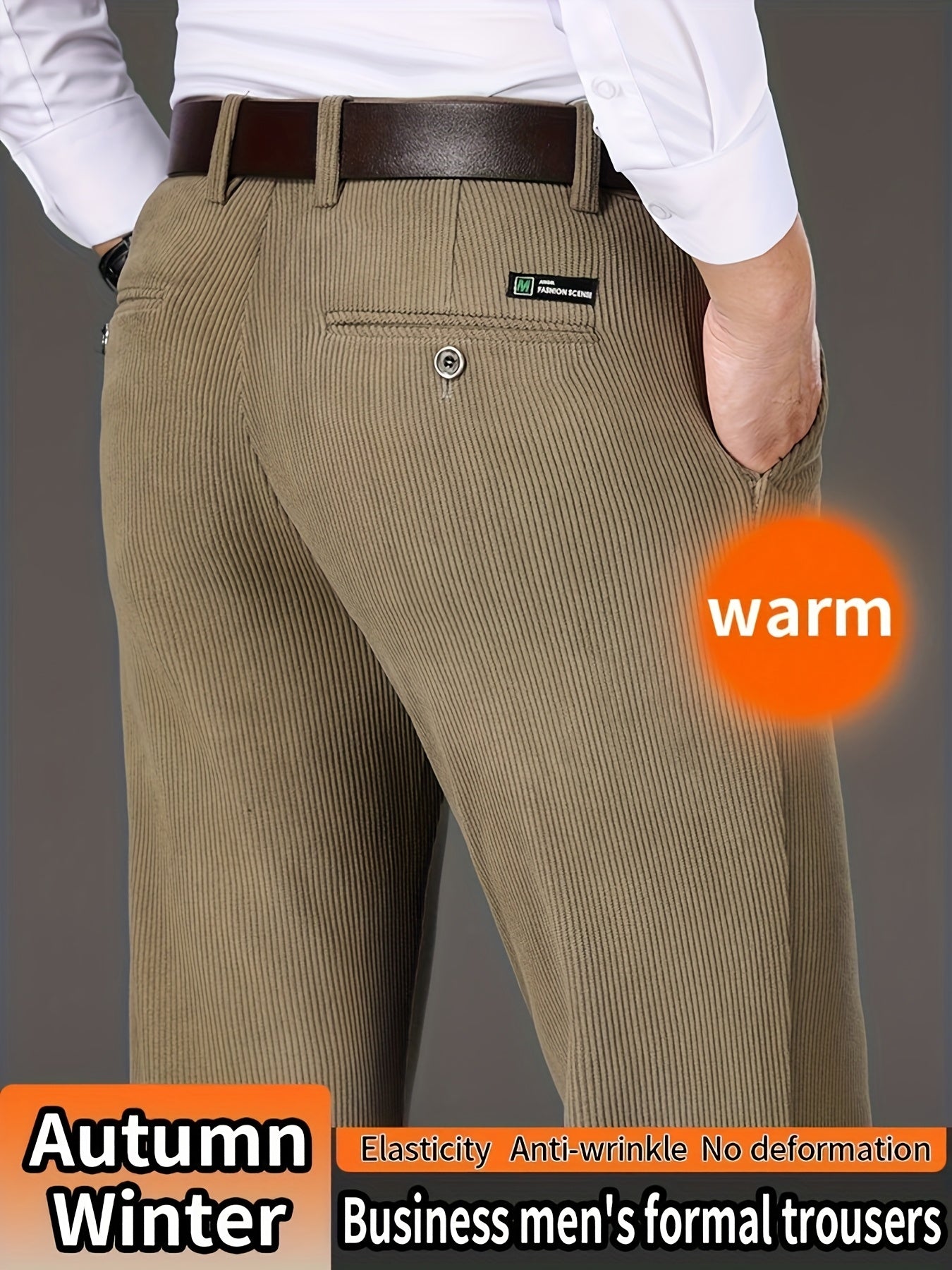 Herren Cordhose Regular Fit Business Hosen für Herbst Winter
