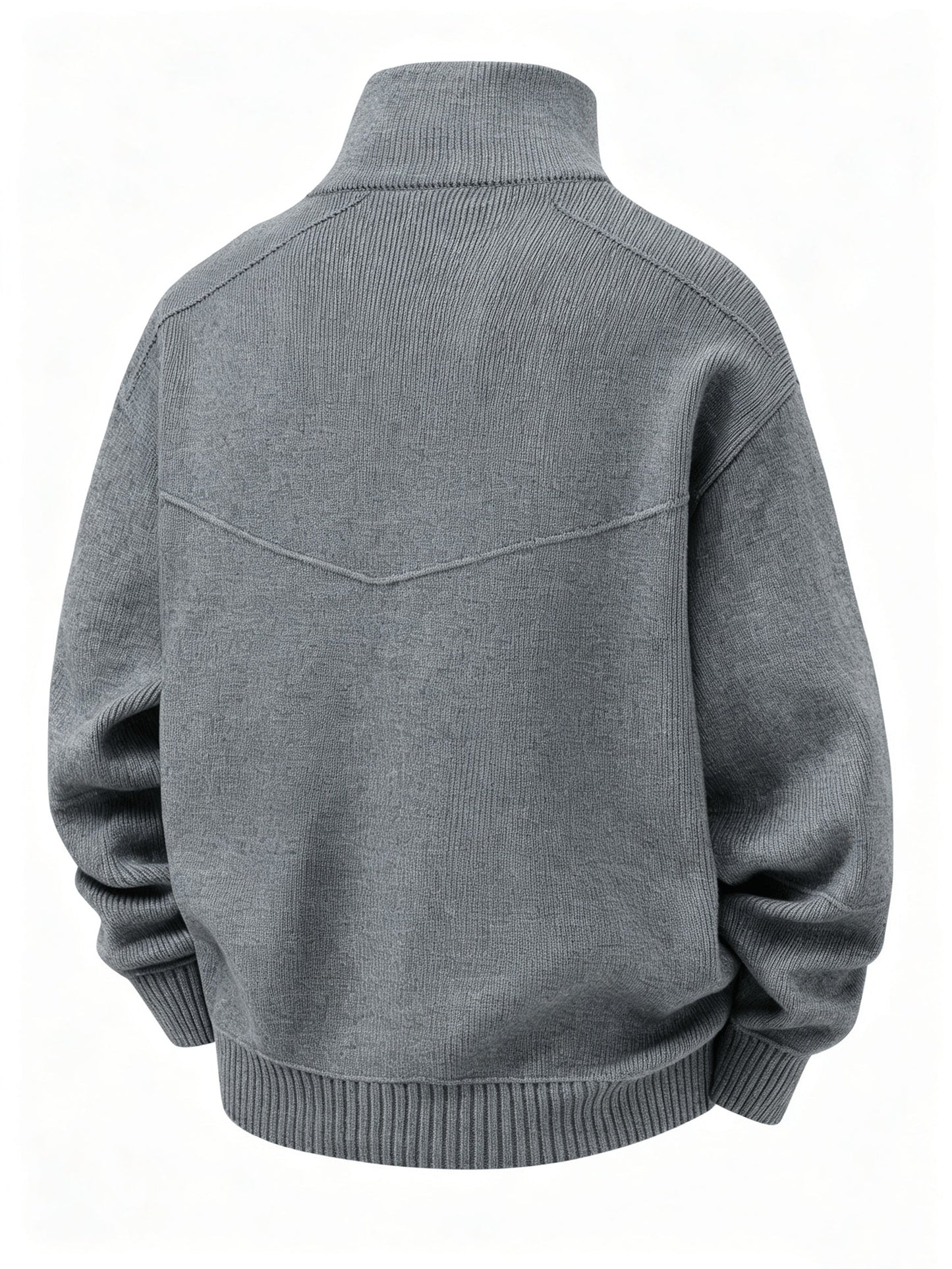Herren Strickjacke Reißverschluss Stehkragen Dunkelgrau