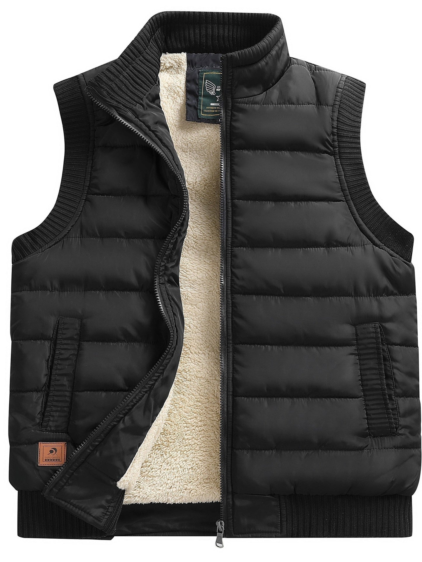 Steppweste mit Stehkragen und Rippstrickdetails - Warm gefüttert - Herren