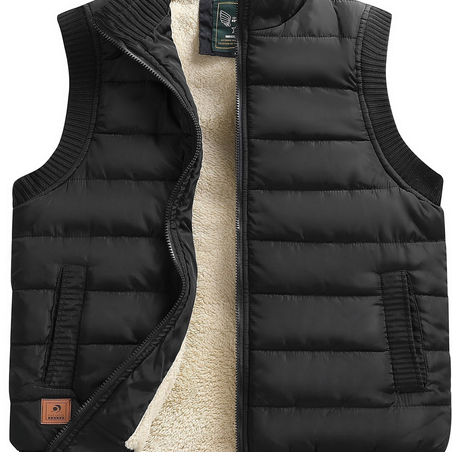 Steppweste mit Stehkragen und Rippstrickdetails - Warm gefüttert - Herren