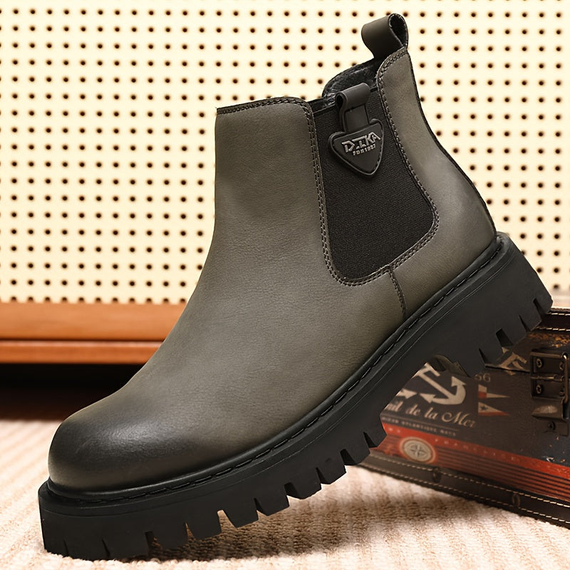Chelsea Boots Plateau Damen Herren Chunky Sohle Schwarz Grau Stiefel