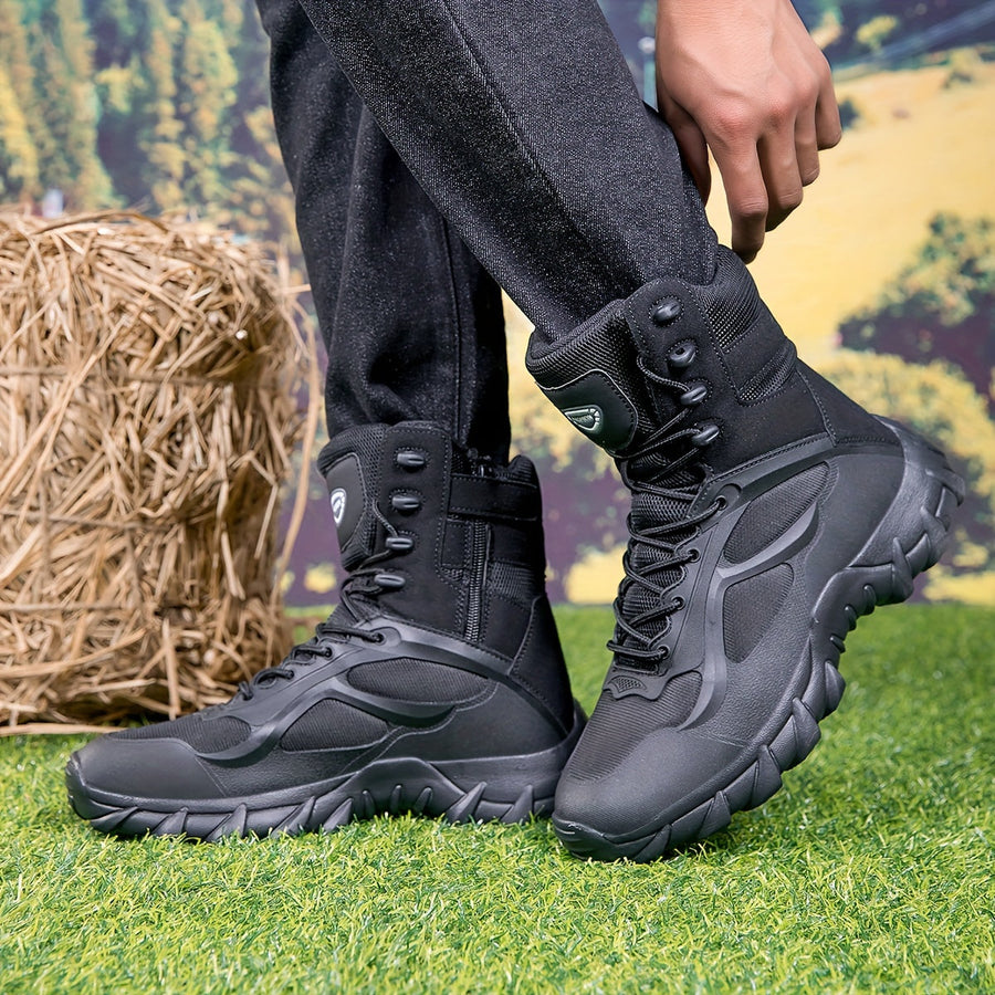 Taktische Stiefel Schwarz Hoch Robuste Outdoor-Schuhe Schnürverschluss