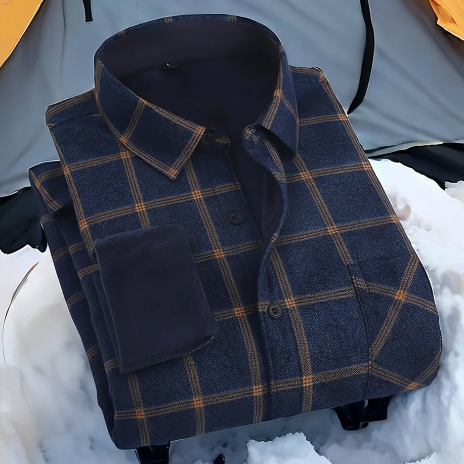Herren Kariertes Hemd gefüttert Winter Langarm Flanell-Look