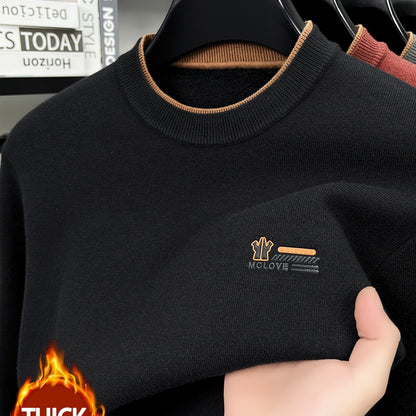 Herren Rundhals-Pullover in verschiedenen Farben, weiches Material, mit Rippbündchen und Logoplatte