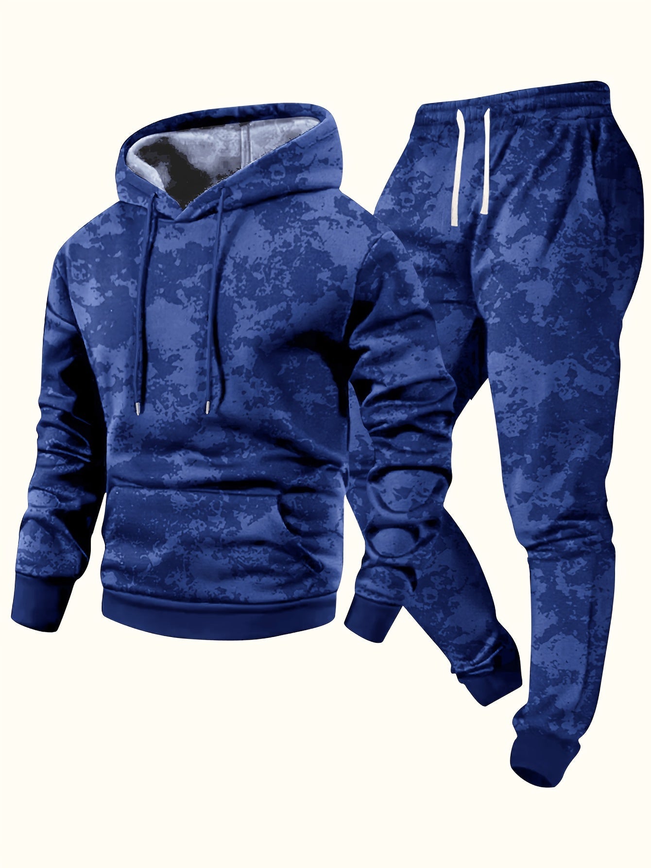 Herren Jogginganzug mit Kapuze, Camouflage-Muster, Schwarz