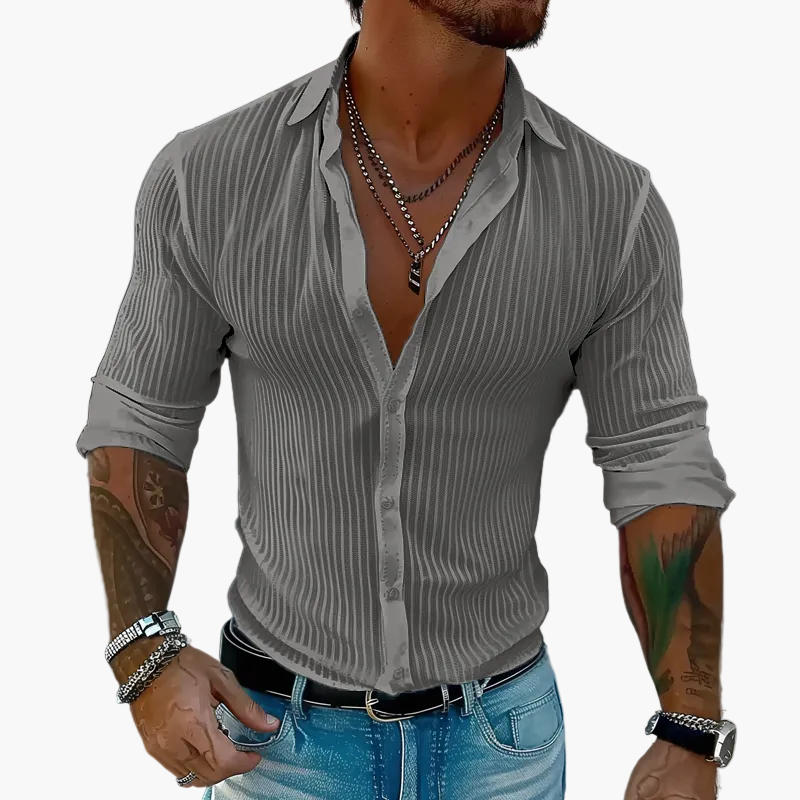 Herren Modernes Streifenhemd mit Reverskragen und Langarm – Elegantes Freizeit- & Party-Outfit