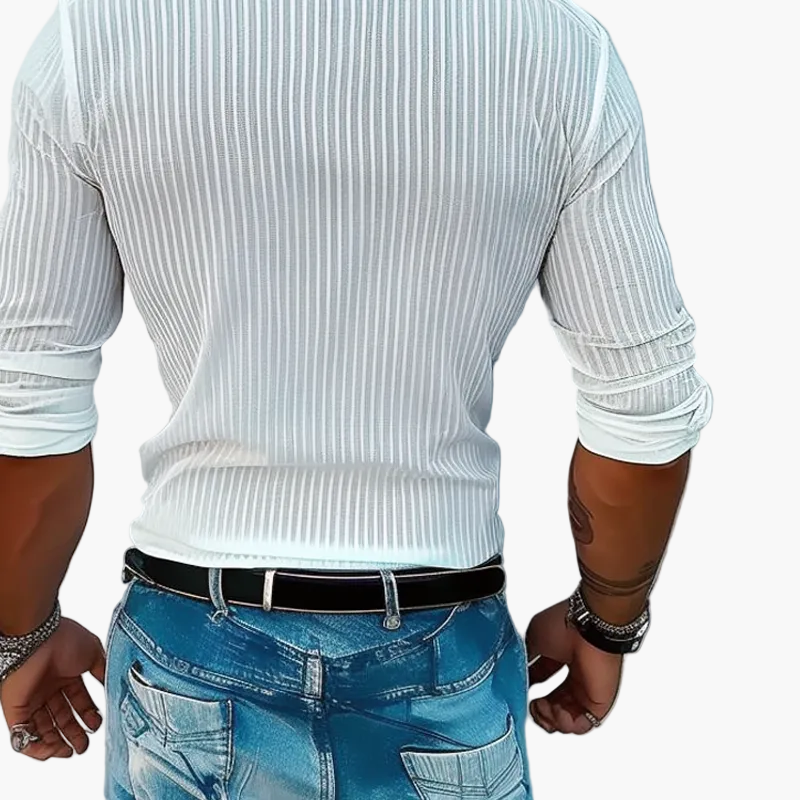 Herren Modernes Streifenhemd mit Reverskragen und Langarm – Elegantes Freizeit- & Party-Outfit