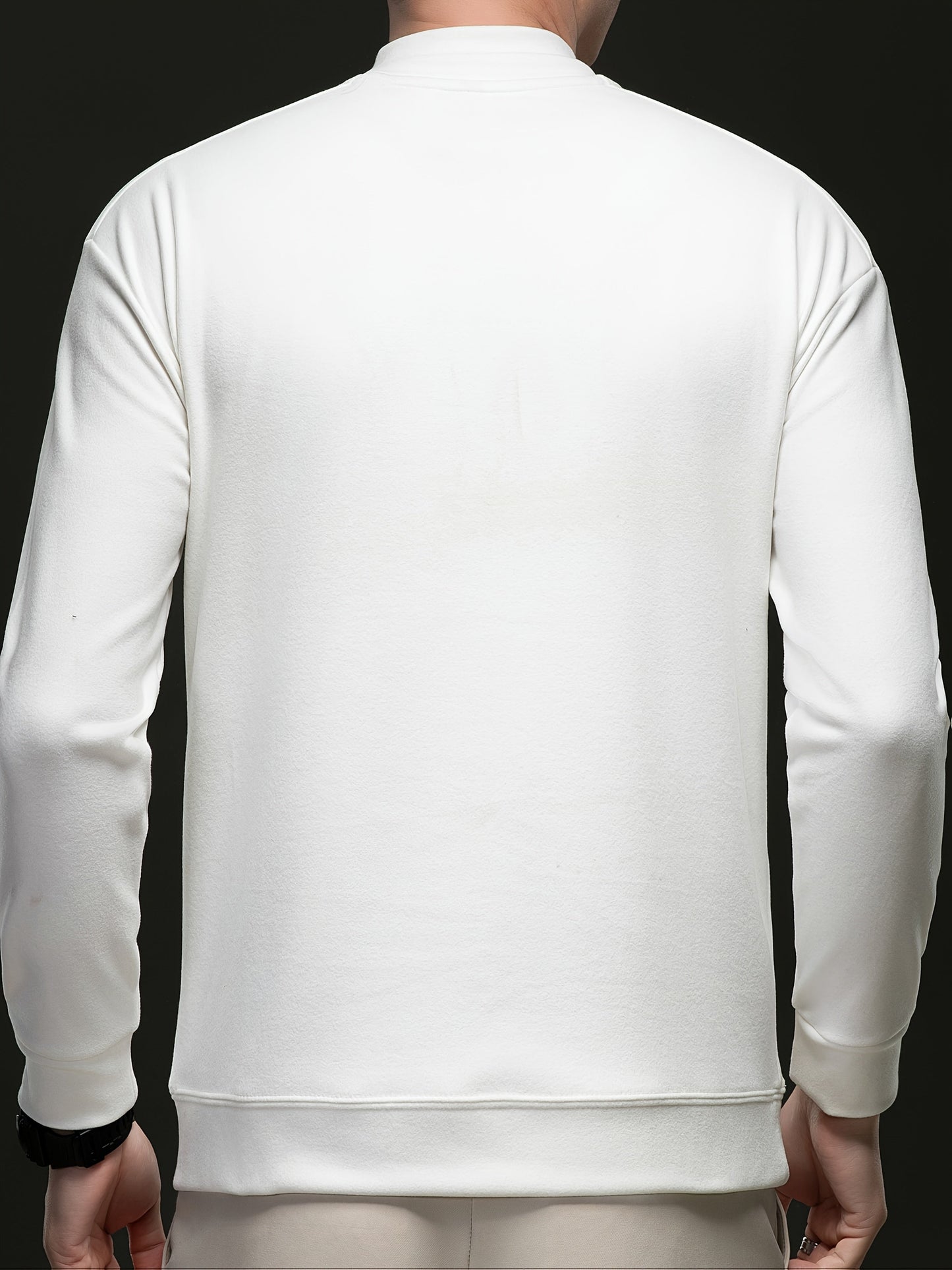 Herren Halb-Reißverschluss Pullover Stehkragen Langarm Shirt Uni