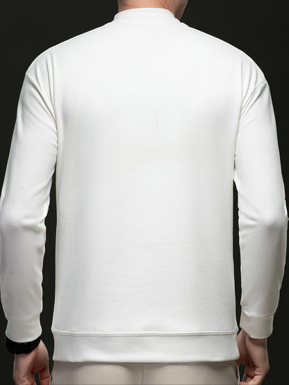 Herren Halb-Reißverschluss Pullover Stehkragen Langarm Shirt Uni