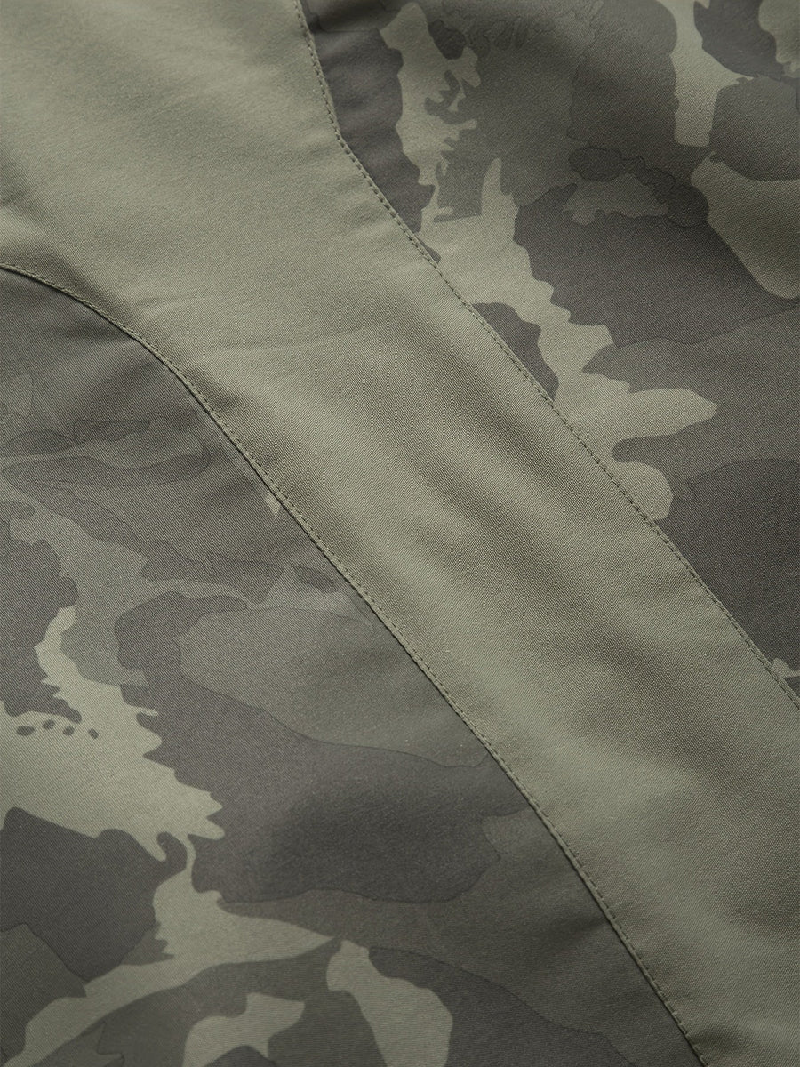 Herren Jacke Camouflage mit Kapuze und Reißverschluss, Olivgrün/Dunkelgrün