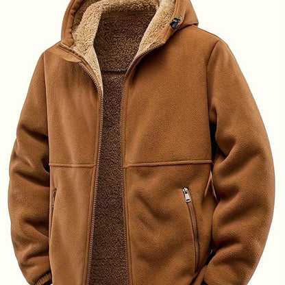 Herren Gefütterte Kapuzenjacke aus Fleece mit Reißverschluss
